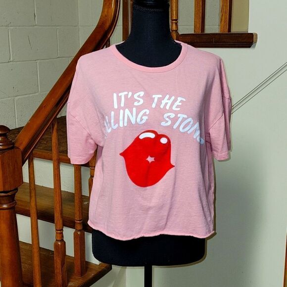 rolling Stones Pink Crop T- Shirt - Picture 3 of 5